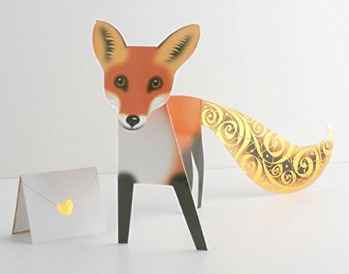 Fox Shape Card stand up fold out - Foxy - Tan and gold #123