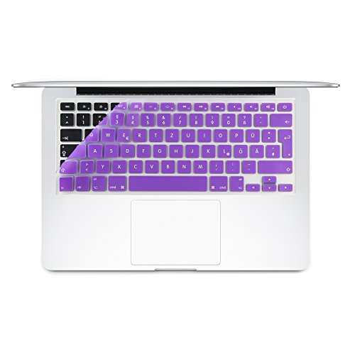i-Buy Matte Gummierte Harte Schutzhülle Hülle für Apple Macbook Air 13.3 Zoll + Schutzfolie + Silikon Tastaturschutz + Anti-Staub-Stecker – Lila - 6