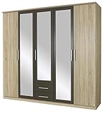 Mit dem Kleiderschrank der Serie Valence entsteht ein natürlich anmutendes Ambiente im Schlafzimmer. Warmes Holzdekor in Eiche Sonoma wird mit modernem lavagrau gekonnt appliziert.