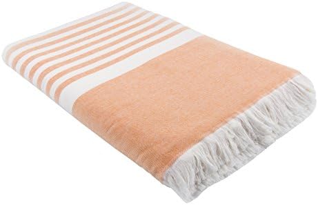 Zeugma 100-percent Luxury Turkish Cotton Oversize Sand Proof Beach Blanket, 80" by 80", Orange