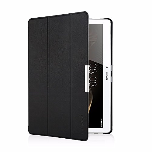 EasyAcc Huawei MediaPad M2 10.0 Hülle Case Tasche PU Leder zubehör hüllen für Huawei MediaPad M2 WiFi 25,4 cm (10 Zoll)/ Huawei MediaPad M2 Standard 25,4 cm (10 Zoll)/ Huawei MediaPad M2 LTE 25,4 cm (10 Zoll) Smart Cover mit Auto Sleep Wake up / Standfunktion (Schwarz, Kunstleder, Ultra dünn)