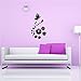 Produktbild Darpy (TM) 3D Kristall Wandtattoo Decor Uhr Set Home Dekoration 2 Schmetterlinge 17 Blumen Design Spiegel Effekt schwarz Aufkleber Sticke
