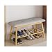 Produktbild 2-Layer Bamboo Bench komfortable Linen Cushion Shoe Bench 80X30X45Cm,Gray