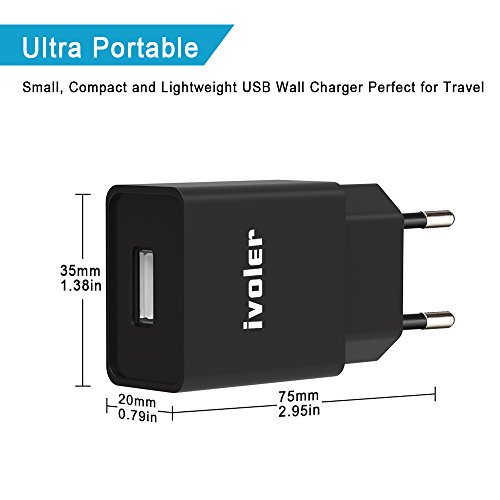  Lot de 2  iVoler Extra Mini Chargeur USB Secteur 12W 2 4A avec 2 en 1 C  ble Micro USB   Type C  1m   Universel Secteur Mural pour Samsung Galaxy S9   S9    S8   S8    S7   S7 Edge   S6 Edge S6 Edge   iPhone  Huawei  ASUS  LG  Wiko  Motorola  LE PLUS COURT ET PETIT USB Adaptateur Secteur USB avec Technologie de Charge Qsmart pour Apple iPhone  iPad  Android smartphone  Tablette  Batteries Externes etc  - Noir