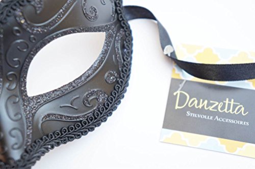 Danzetta – Schwarze Maske für Damen Augenmaske Glitter Venezianischer Stil DN7331 - 2