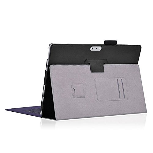 Tasche für Microsoft Surface Pro 3 mit praktischer Stand Funktion aus robustem Kunstleder und zusätzlicher Display-Schutz-Glas Panzerglas kombiniert Schutz und Design für Ihr Microsoft Surface Pro 3 Hülle Cover Case Schwarz von UC Express® - 3