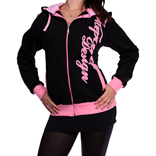 Damen Kapuzenjacke The-Power-Design 506 (S, Schwarz-Rosa)