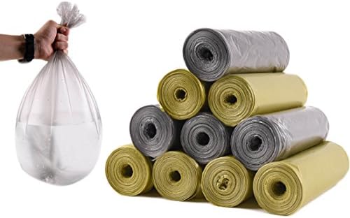 Tenshing Trash Bags Durable Strong Practical Storage Garbage Bags, Plastic Rubbish Bin Bags ,Bin Liners, 5 Pack (100 Bags ) (Silver)