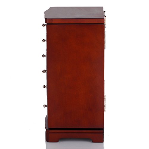 Schmuckkasten aus hart Holz schmuckkoffer Kosmetikkoffer Schmuckkästchen Holzbox Aufbewahrungsbox für Schmuck (MG12BROWN) - 3