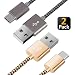 Produktbild IceFrog USB C Kabel ladekabel 2 Pack 1.8M USB Typ C Kabel Schnell ladekabel, Nylon Android Ladekabel für Samsung Galaxy S9 S8 Plus Note 9 8 Moto Z Huawei P9 P10 Mate 9 10 Sony Xperia XZ Grau Gold