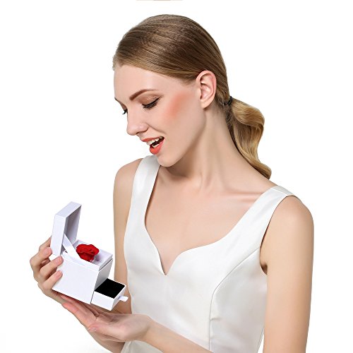 MARENJA Schmuckkästen Schmuckbox weiß mit konservierte Rose - 6