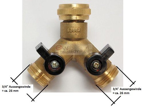tecuro 2-Wege Y-Verteiler mit Absperrhähnen für Zapfhähne und Ventile - 2