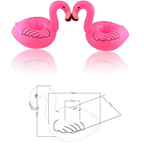UClever Aufblasbare Pool Coasters Getränkehalter Flamingo Rosa Palme Krapfen Bierdeckel, 3 Stil von 7 Stück - 3