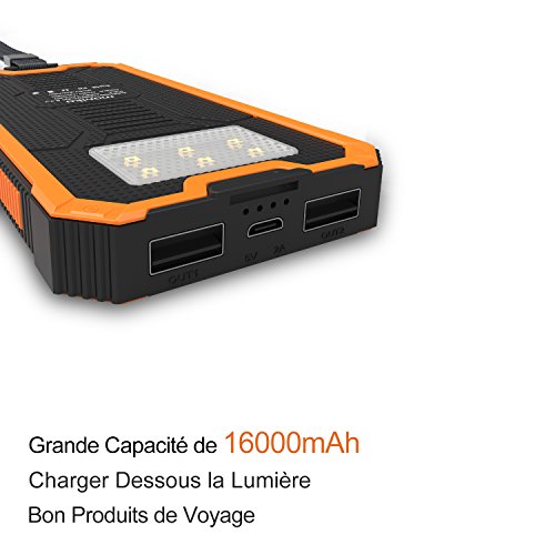 Newrita Batterie Externe 16000mAh Chargeur Solaire avec 2ports Batterie Solaire Portable avec LED Batterie de Secours pour iPhone iPad Samsung HTC LG Smartphone Tablette etc Orange reviews Newrita Batterie Externe 16000mAh Chargeur Solaire avec 2ports Batterie Solaire Portable avec LED Batterie de Secours pour iPhone iPad Samsung HTC LG Smartphone Tablette etc Orange
