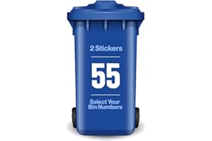 HAPPY QOUKKA Happy Quokka Pack of 2 White Wheelie Bin Stickers Number, 17cm, Waterproof and Weatherproof, Bin Numbers for Wheelie Bins, Sticky Numbers and Self Adhesive Numbers for Wheelie Bins (No. 5)