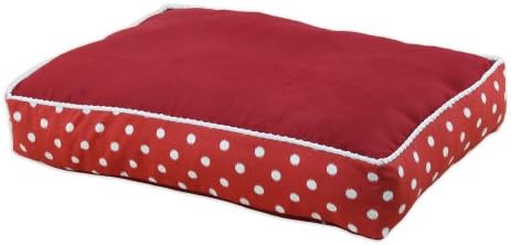 Brite Ideas Living PS Cinnabar-Ikat Dot Fiber Pet Bed with Top Seam Cording, 20 by 30-Inch, Red
