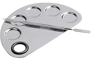 Tsathoggua Professional Makeup Palette And Spatula, Upgrade Mixing Make Up Palette, Stainless Steel Cosmetic Palette With Spatula For Mixing Makeup Cosmetics Or Nail Art