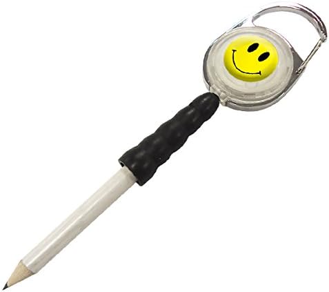 Yellow Smiley Golf Pencil &amp; Retractable Reel