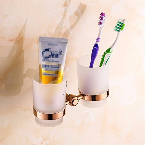 STAZSY Rose gold glass double Cup European-style Golden brush toothbrush mug Cup Cup holder glass bathroom accessories, mug racks