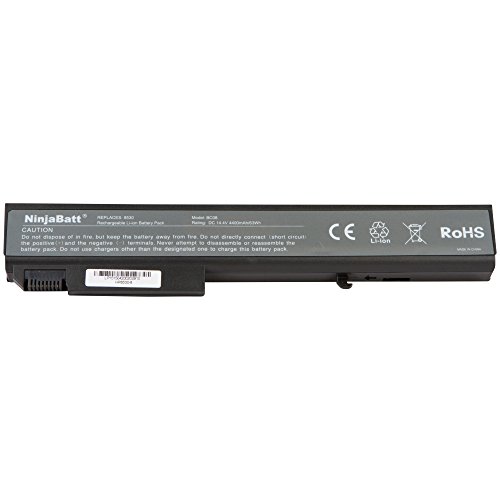 NinjaBatt® New Laptop-Akku für HP EliteBook 8530p 8530w 8540p 8540w 8730w 8740w 458274-421 458274-422 458274-341 BS554AA NBP8A82 HSTNN-I43C – High Performance [8 Zellen/4400mAh/63wh] - 4