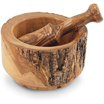 Mortaio E Pestello In Legno | 6.5x9 Cm | Per Spezie, Aglio Ed Erbe | Mini Frantoio Manuale Per Cucina