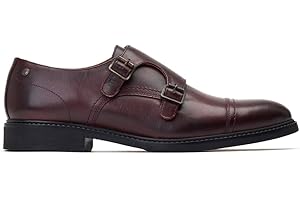 Base London Mens Diablo Waxy Black Leather Double Monk Strap Shoes