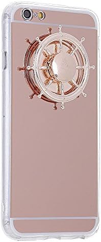Mirror Protective Phone Case Back Cases Hard Thin Cover with Hand Fidget Spinner (For iPhone 6/6s, Rose Gold)