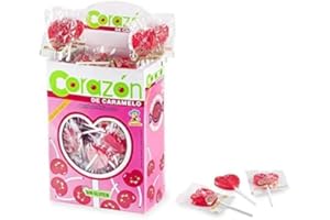 CERDAN Sucette coeur gout cerise - Lot de 200 - coloration de langue - Bonbon sucette avec baton - Sans gluten