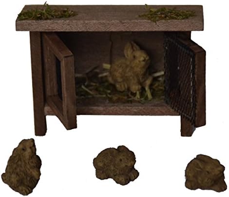 Alfred Kolbe Krippen AM 8 Nativity Scene Accessory Set Rabbit Hutch and Rabbits for 8–10 cm Figures