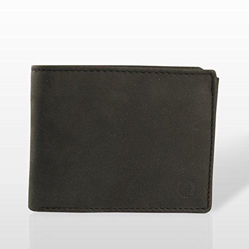 Preisvergleich Produktbild Marc Picard Handgemachte einzigartige Männer LEDER Portemonnaie GELDBÖRSE Kartenbörse BRIEFTASCHE Geldbeutel KARTENETUI Wallet –Vintage Kalbsleder Länge: 12 cm - Breite: 9,5 cm - Tiefe: 2 cm (Schwarz)