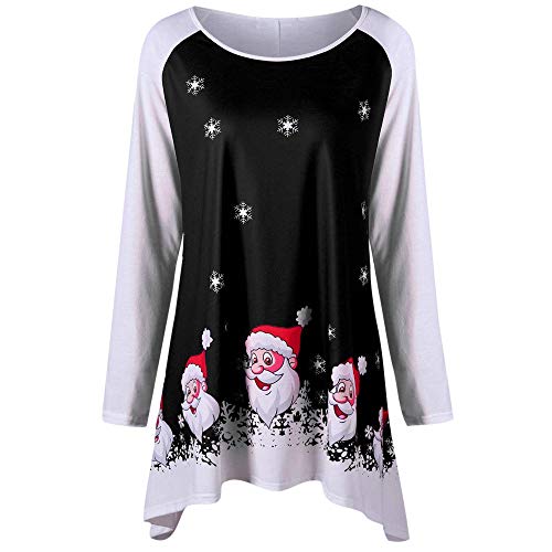 Preisvergleich Produktbild LeeyDamen Weihnachtsbluse Casual Weihnachtsmann Druck Langarm T-shirt Sweatshirt Rundhals Christmas Party bluse tops Oberteil Festlich shirts Herbst / Winter langarmshirt Weihnachtskostüm