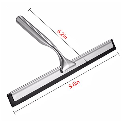 Cusfull Edelstahl Fensterwischer Duschabzieher mit Saugnapf zum Aufhängen für Glas Spiegel Fliese Reinigen 25×17,5 cm - 2