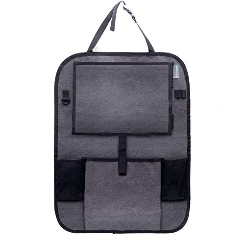 Organizador marca KID TRANSIT para asiento trasero de auto, con soporte para iPad / Tablet - organizador apto para pantalla táctil y para que los niños mantengan el auto ordenado.