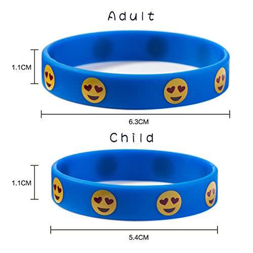 Silikon Armband, Emoji-Silikon Armbänder Armbänder für Kinder Party Supplies, Neuheit Emoji-Tütenfüller Geschenk für Kinder 32 Pack in 2 Größe - 3