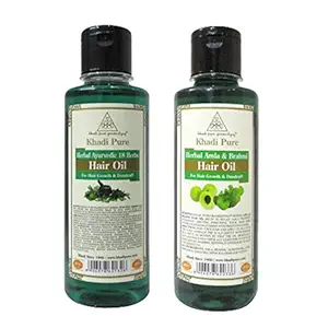 Khadi Pure 18 Herbs & Amla Brahmi Hair Oil, 210 ml (Pack of 2)