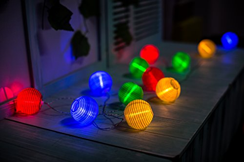 Gresonic 20er LED Lichterkette Lampion/Laternen Deko für Garten, Weihnachten, Party, Hochzeit, Innen und Außen mit dem Stecker (bunt) - 3