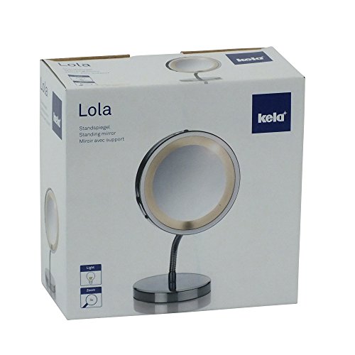 Kela 21496 Standspiegel, 1-/3-fach Vergrößerung, mit Beleuchtung, Ø 15cm, Metall, Lola, Verchromt - 3