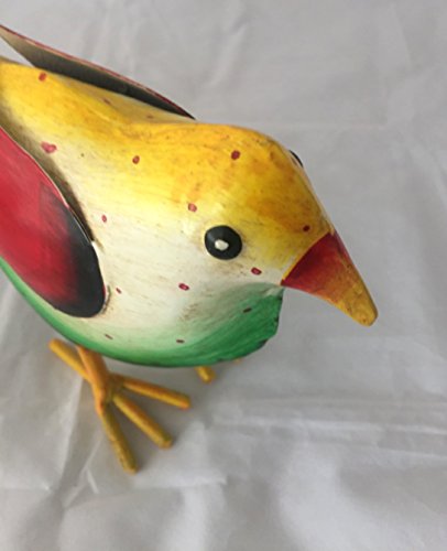 Gartenfigur bunter Vogel aus Metall 3 verschiedene Farben zur Auswahl 20x9x18cm Handarbeit Gartendeko Metallfigur Gartendekoration Gartenfiguren (Auswahl Vogel grün mit gelbem Schnabel) - 5