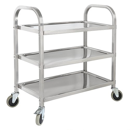 HLC 75*40*83.5 CM Edelstahl Küchenwagen Rollwagen Badwagen Haushaltswagen mit 3 Ebene - 5