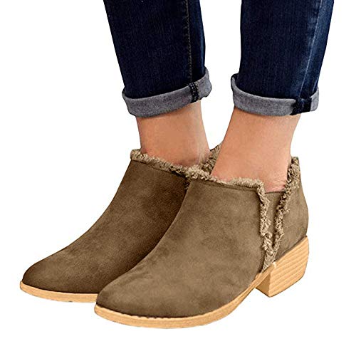 HOTSELL〔☀ㄥ☀〕2019 New Women's Scrub Ankle Boots Women Martin Boots High Heel & Rounded Toe School Work Shoes Elegant