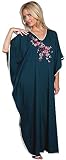 Ladies Free Size Kaftan Embroidered Long Length One Size Floral Pattern Rich Maroon Black Dark Blue Green Style: - 9985