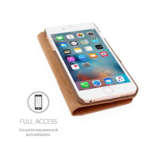 iPhone 6s Plus Case, Snugg - Brown Leather iPhone 6s Plus Flip Case [Lifetime Guarantee] Premium Wallet Phone Cover with Card Slots for Apple iPhone 6s Plus