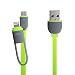 Produktbild eJiasu 2 in 1 Blitz 8 Pin + Micro-USB-Sync-Daten / Lade flache USB-Kabel für iPhone 6 6S Plus 5 5s 5c se, iPad Air, Samsung, HTC und andere Android-Handys Tablet (3.3ft / 1m) (Grün)