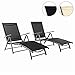 Produktbild Nexos ZGC34467_SL02 2er Set Gartenliege Sonnenliege Liegestuhl Klappliege – für Terrasse Balkon – klappbare Liege aus Alu & Stahl & Textilene - schwarz anthrazit