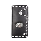 Asdflina Verfeinerung The Eagle Head Abzeichen Lokomotive Windnieten Brieftasche Hohe Kapazität Handy Paket Mehr Bildschirme Adler Eule geeignet für den täglichen Gebrauch Schwarz