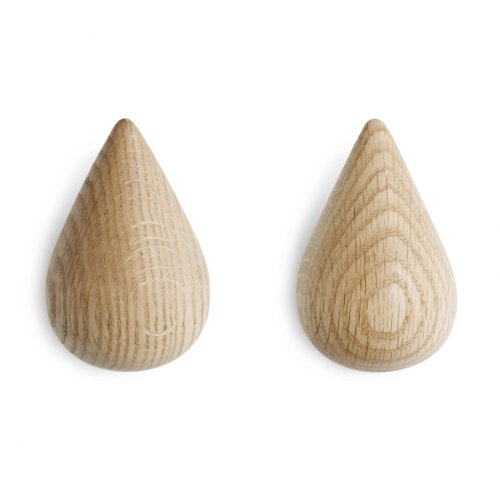 Normann Copenhagen - Wandhaken, Haken, Wandaufhängung - Dropit Hooks - Größe: S - 2er Set - Eiche natur