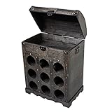 Material: Sperrholz Garden Pleasure Design Wein Flaschen Aufbewahrung Regal Holz Truhe braun Metallbeschlag Kolonial Stil Harms 304004