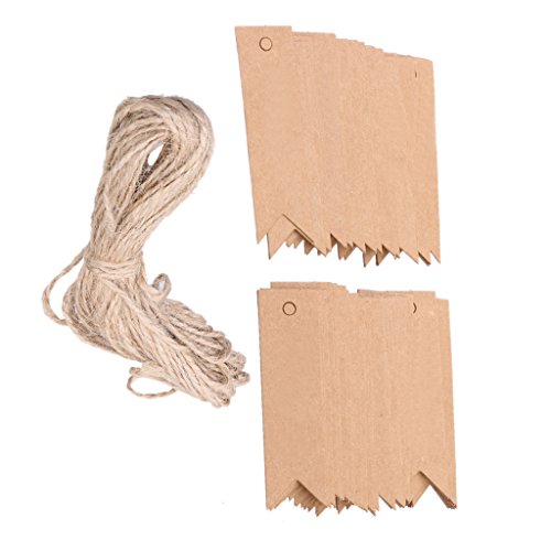 100 Kraftpapier Tag Hochzeit Bonbonniere Geschenkaufkleber Geschenkanhänger Hängeetiketten Anhängeetiketten - 7