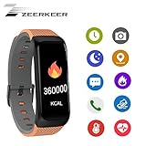 Zeerkeer Smart Watch Armband Fisiologisch weiblich Herzfrequenz Überwachung Blutdruckmessung Promemoria Sport Fitness Tracking Wristband für Frauen Arancio