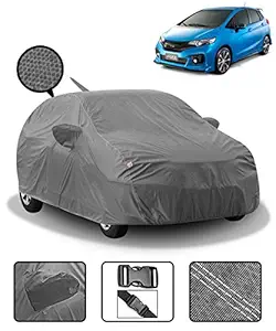 Fabtec Car Body Cover for Honda Jazz 2015-2019 with Mirror & Antenna Pockets (Heavy Duty, Full Sized, Triple Stitched, Grey)